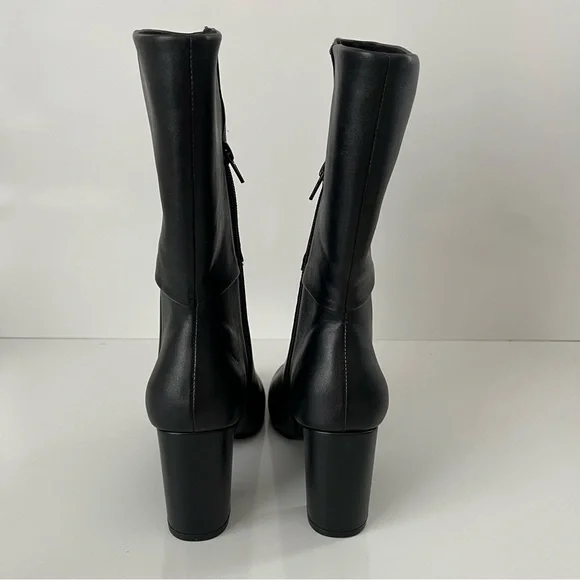 CHARLES DAVID Billow Faux Leather Pointed Toe Block Heeled Boot in Black NEW - Picture 9 of 14